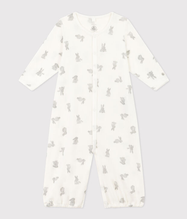 Combisac imprim&eacute; en coton blanc/gris