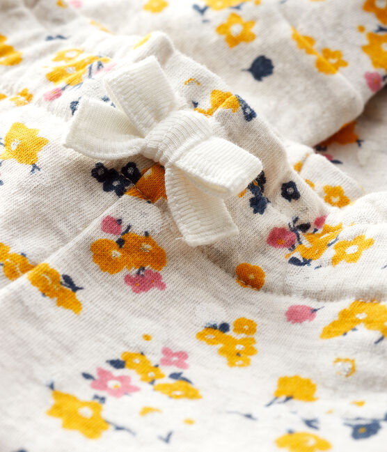 Pantalon bébé fille en tubique beige MONTELIMAR/blanc MULTICO