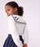 Blouse enfant en coton &agrave; col manches longues unie blanc