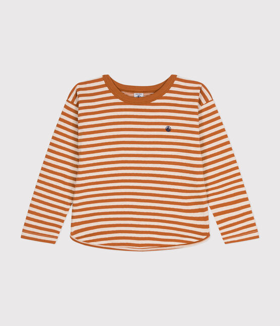 Tee-shirt manches longues rayé en tubique enfant ECUREUIL/ AVALANCHE