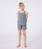 Pyjama short enfant en coton à bretelles à rayures bleu SMOKING/blanc MARSHMALLOW