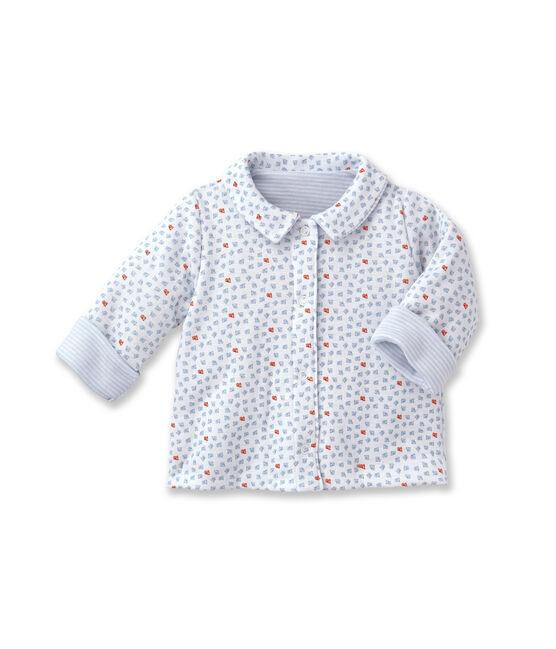 Veste bébé mixte ouatinée réversible à milleraies bleu FRAICHEUR/blanc ECUME