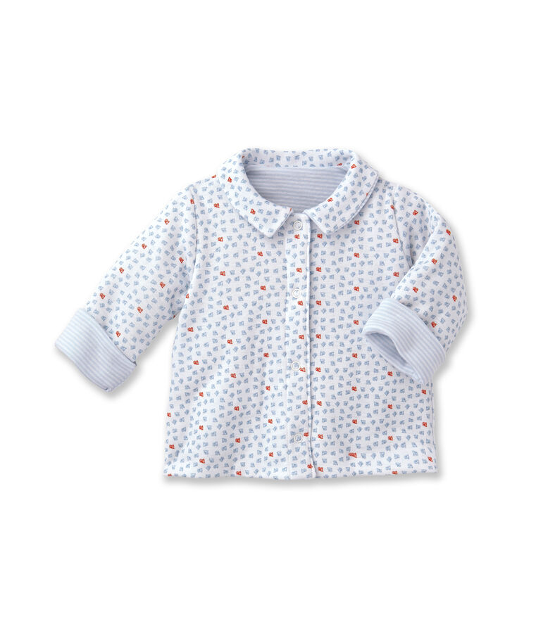 Veste b&eacute;b&eacute; mixte ouatin&eacute;e r&eacute;versible &agrave; milleraies bleu FRAICHEUR/blanc ECUME