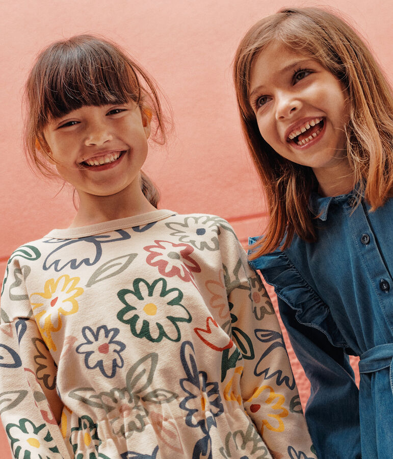 Robe manches longues en molleton enfant fille blanc AVALANCHE/ MULTICO