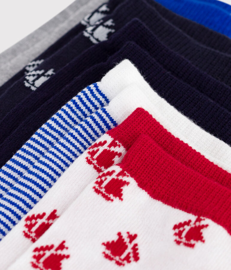 5 paires de chaussettes enfant en coton imprim&eacute; bateaux variante 1
