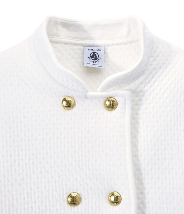 Manteau fille en tubique matelass&eacute; blanc