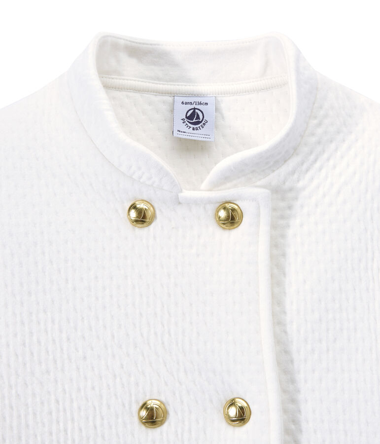 Manteau fille en tubique matelass&eacute; blanc MARSHMALLOW