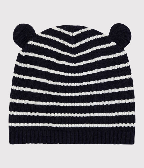 Bonnet à rayures bébé fille/garçon bleu SMOKING/blanc MARSHMALLOW