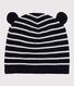 Bonnet en coton rayé.