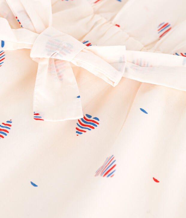 Robe enfant sans manches en coton c&oelig;urs &eacute;cru/multicouleur