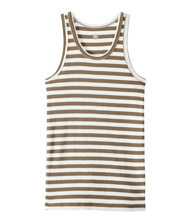 D&eacute;bardeur femme en c&ocirc;te originale ray&eacute;e marron/blanc
