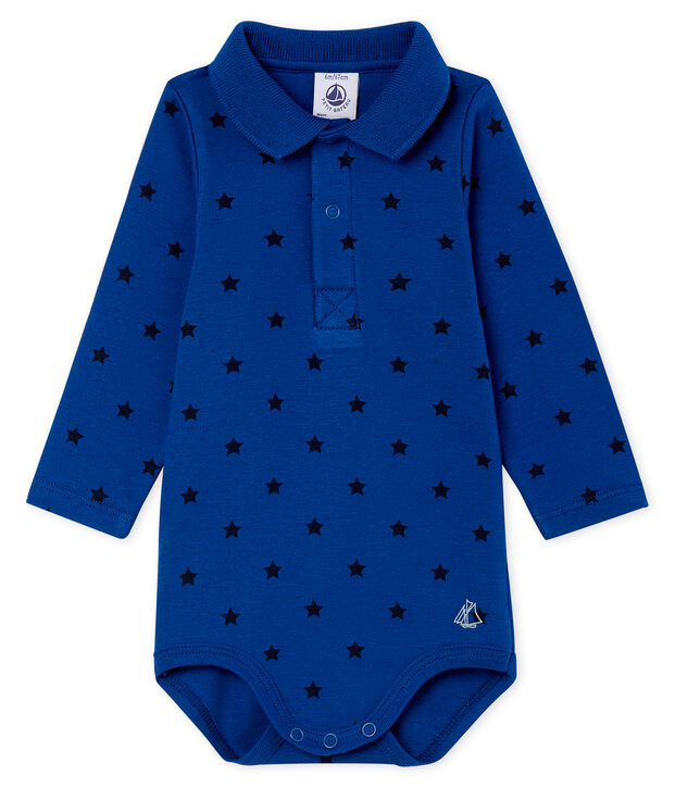 Body manches longues avec col polo b&eacute;b&eacute; gar&ccedil;on bleu/bleu