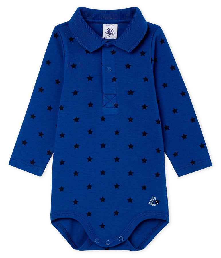 Body manches longues avec col polo b&eacute;b&eacute; gar&ccedil;on bleu/bleu