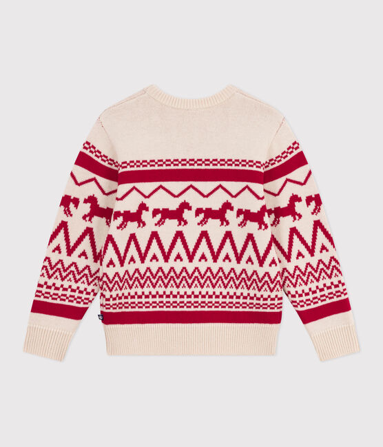 Pull enfant en laine et coton à motifs rouge AVALANCHE/ TERKUIT
