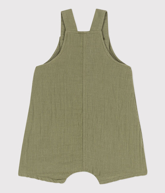 Salopette courte en gaze de coton bébé vert MARECAGE