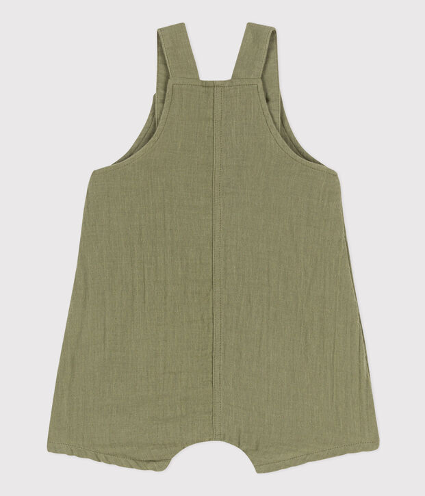 Salopette courte en gaze de coton b&eacute;b&eacute; vert
