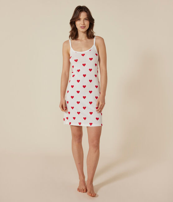 Nuisette en coton Femme blanc MARSHMALLOW/rouge TERKUIT