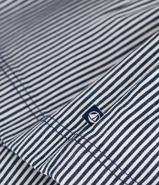 Robe salopette b&eacute;b&eacute; en coton ray&eacute;e bleu/blanc