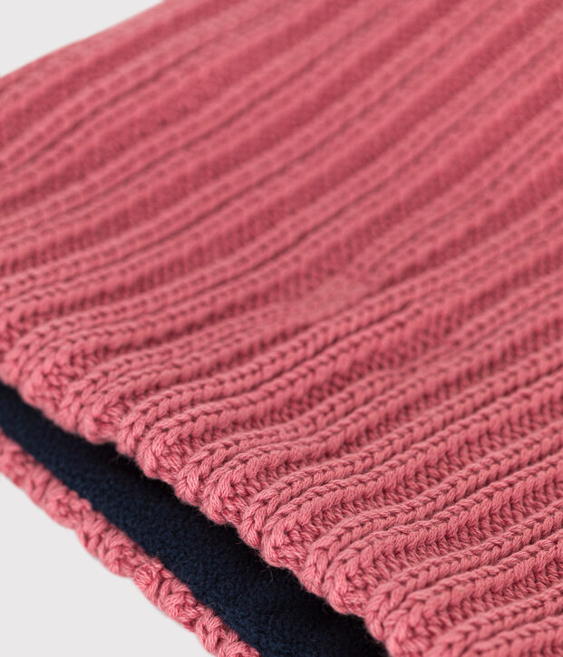 Snood en tricot doubl&eacute; en polaire enfant rose
