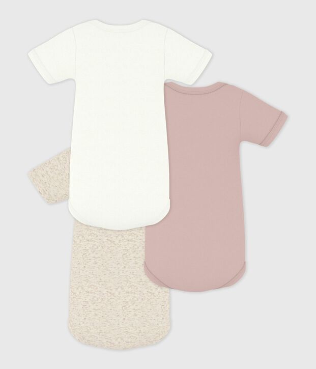 Lot de 3 bodies manches courtes en coton uni b&eacute;b&eacute; multicouleur