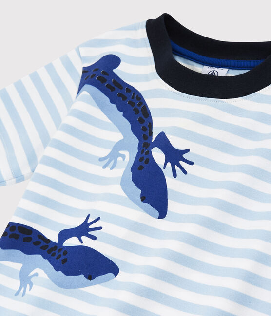 Tee-shirt manches courtes en jersey enfant garçon bleu JASMIN/blanc MARSHMALLOW