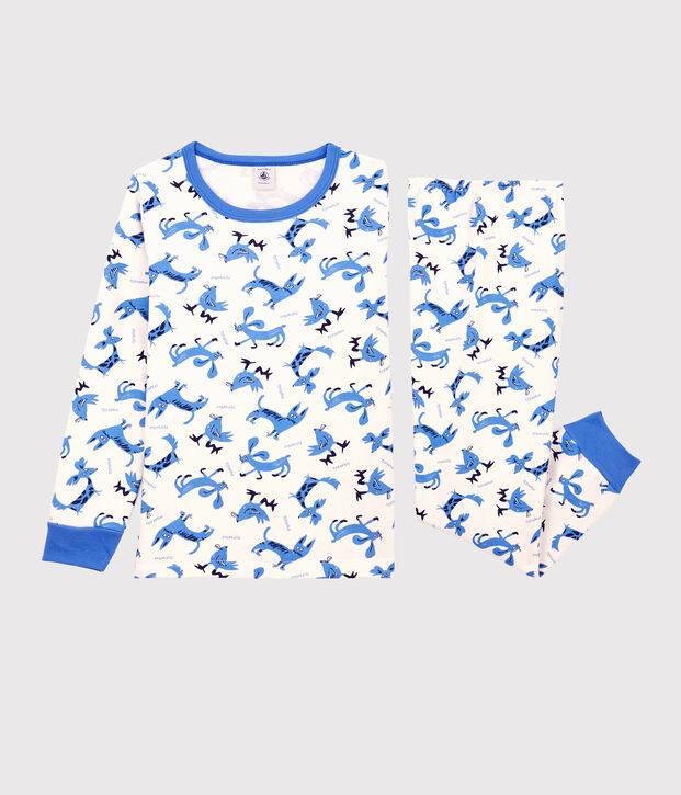 Pyjama motif animaux petit gar&ccedil;on en coton blanc/multicouleur
