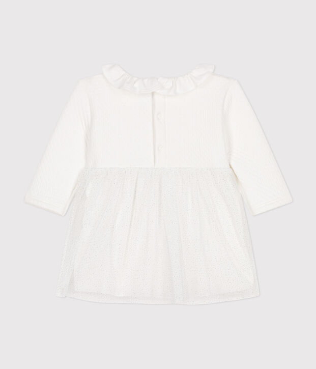 Robe en tubique et tulle b&eacute;b&eacute; blanc/gris