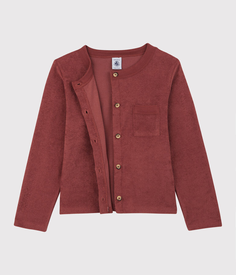 Cardigan en bouclette &eacute;ponge enfant fille marron OMBRIE