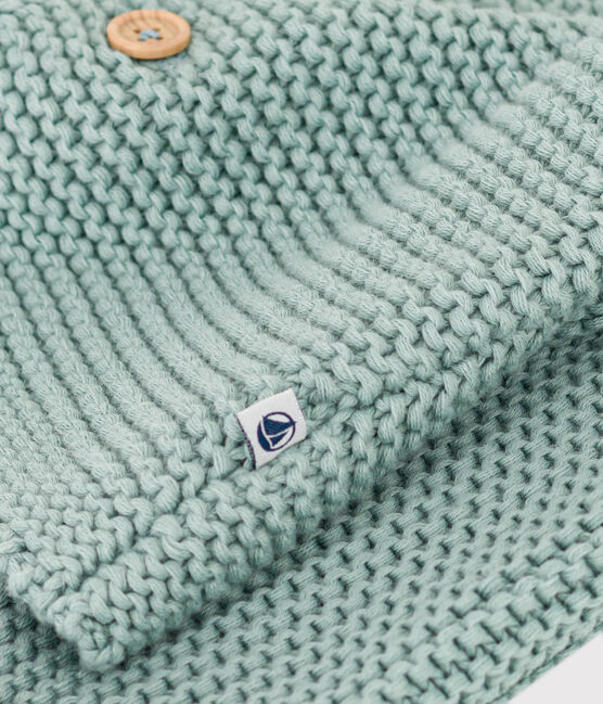 Cardigan en tricot point mousse bébé vert PAUL