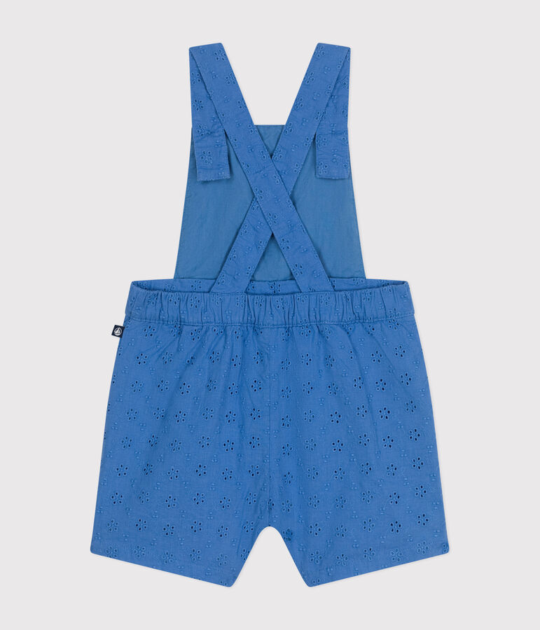 Salopette courte en broderie anglaise b&eacute;b&eacute; bleu GAULOISE