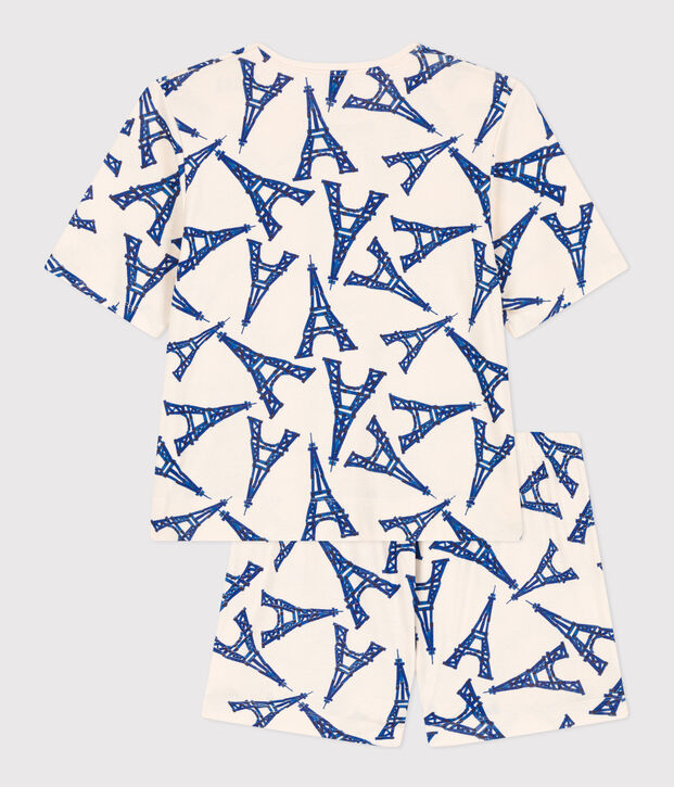Pyjacourt Paris en coton femme &eacute;cru/multicouleur