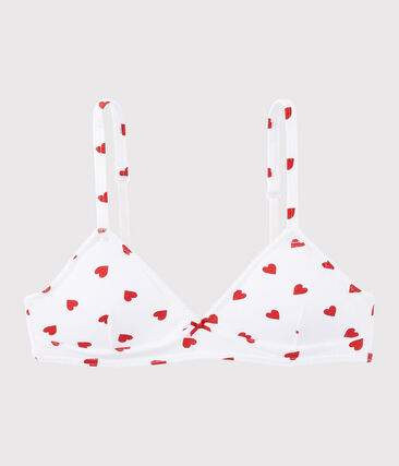 Soutien-gorge paddé cœur rouge fille en coton biologique et elasthanne