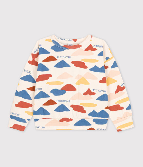 Sweatshirt imprimé en tubique enfant fille / garçon blanc AVALANCHE/ MULTICO