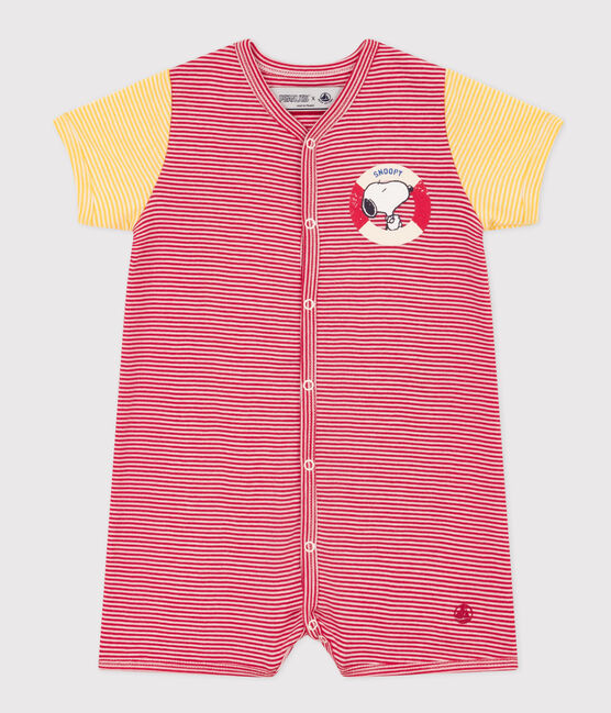 Combicourt Petit Bateau X Snoopy bébé en coton rouge CORRIDA/blanc MARSHMALLOW