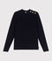 Pull marin femme en coton uni bleu marine