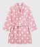 Robe de chambre enfant en polaire imprim&eacute;e rose/blanc