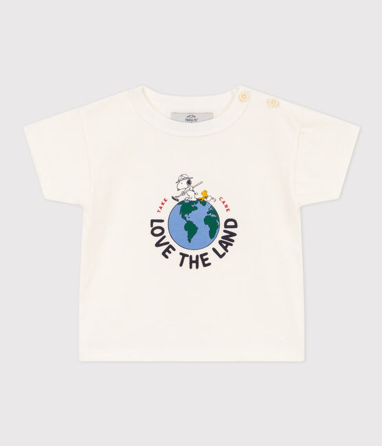 Tee-shirt Petit Bateau X Snoopy en jersey léger bébé blanc MARSHMALLOW