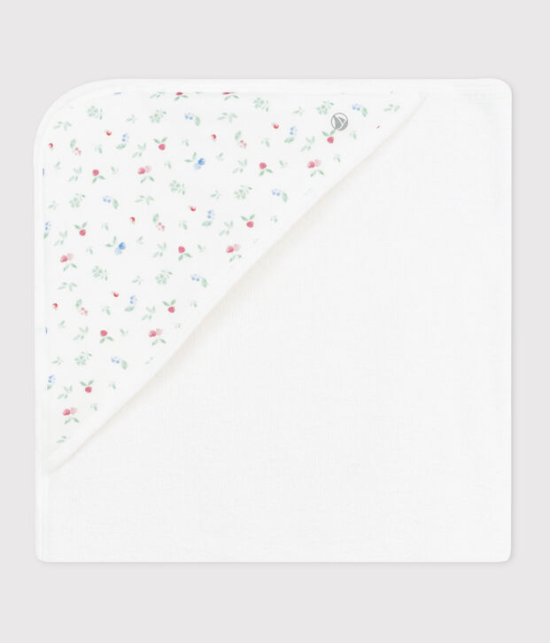 Carr&eacute; de bain b&eacute;b&eacute; en coton blanc/multicouleur