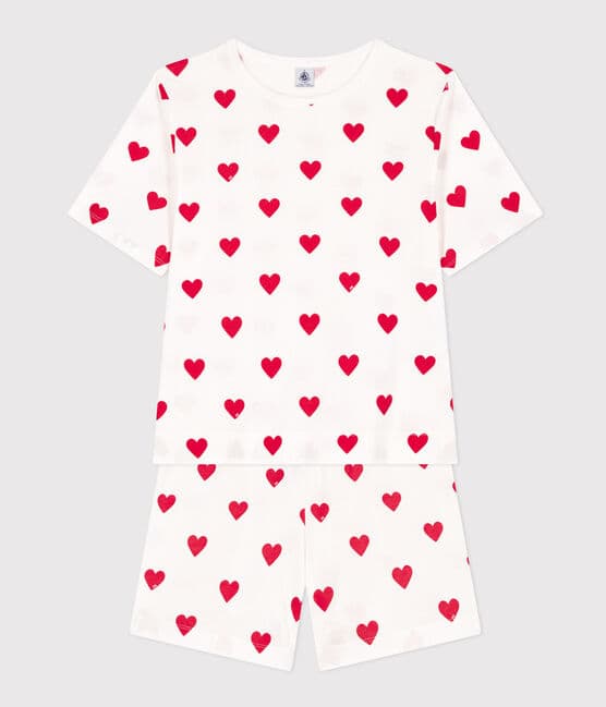 Pyjacourt cœur femme en coton blanc MARSHMALLOW/rouge TERKUIT