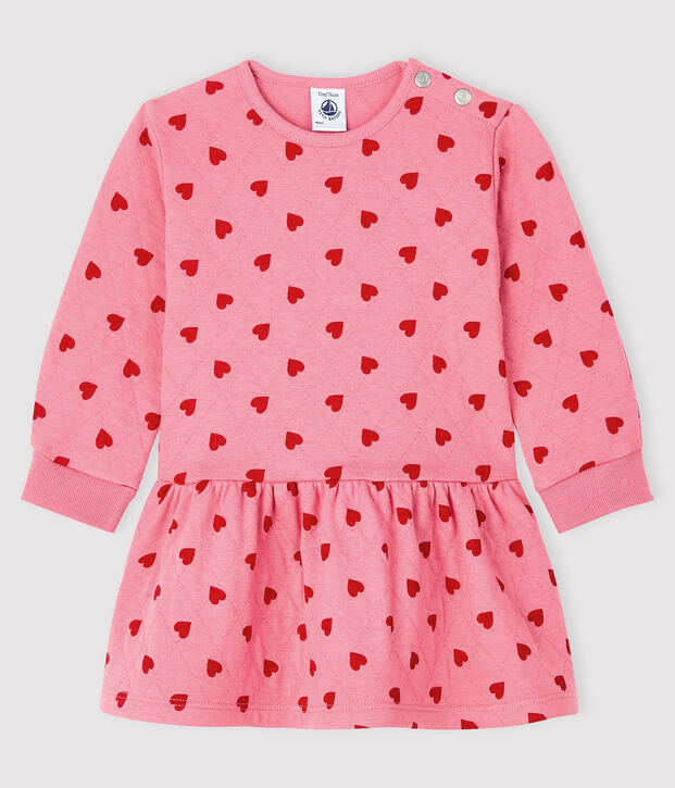 Robe manches longues b&eacute;b&eacute; fille rose/rouge