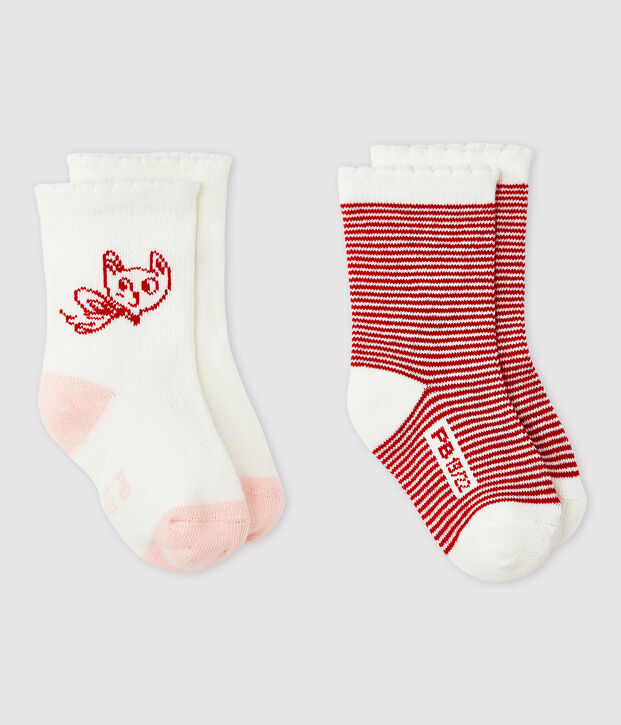 Lot de 2 chaussettes &agrave; motif b&eacute;b&eacute; fille multicouleur