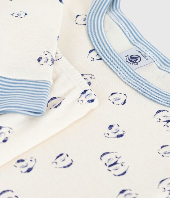 Pyjama enfant en coton jambes très ajustées imprimé bleu MILK/ SOIR