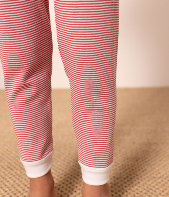 Pyjama milleraies tricolore en coton enfant rose SALINE/blanc MULTICO
