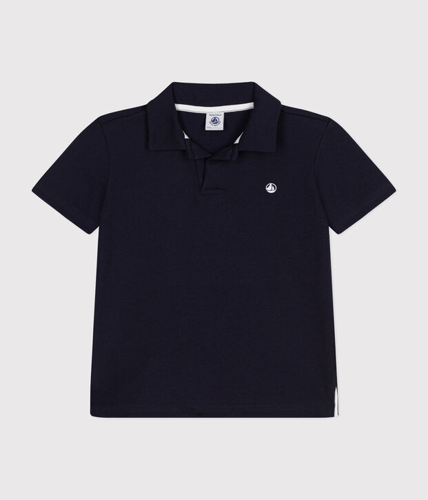 Polo manches courtes en coton enfant gar&ccedil;on bleu marine