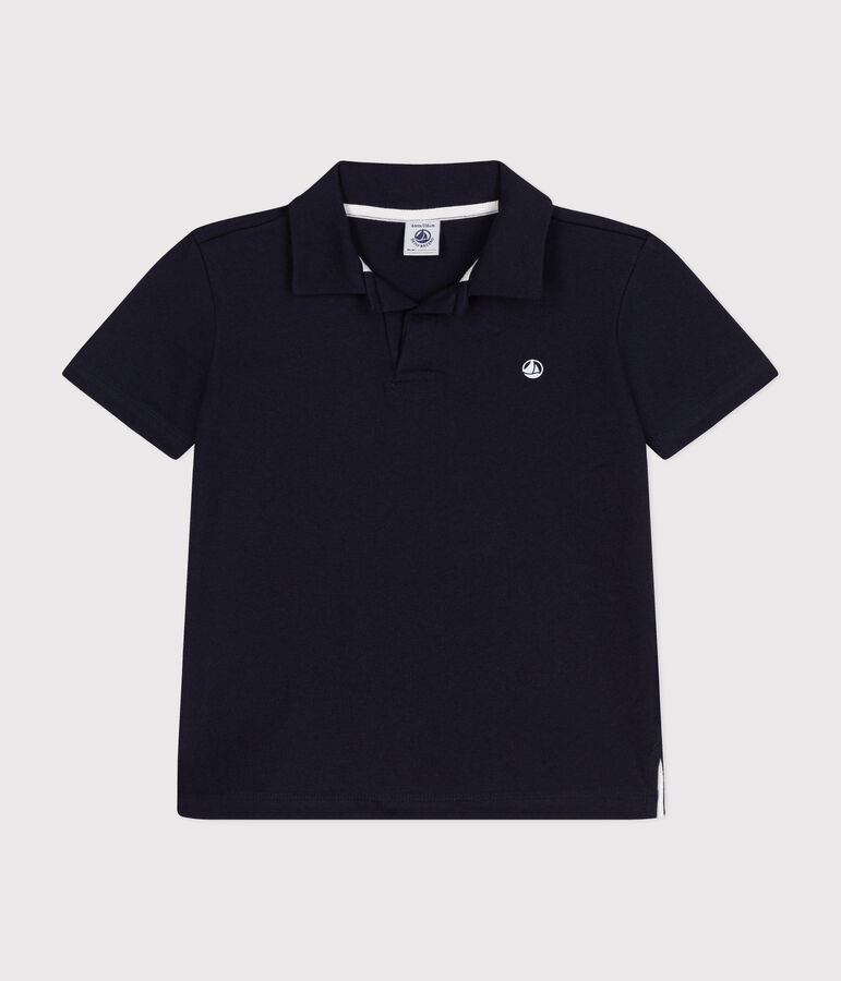 Polo manches courtes en coton enfant gar&ccedil;on bleu