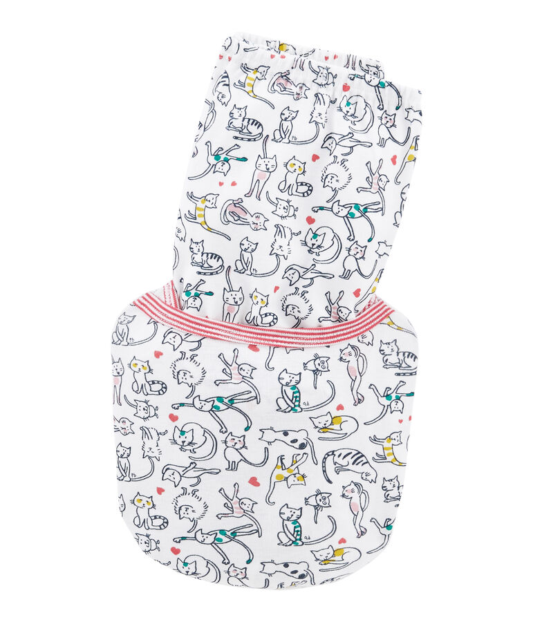 Pyjama petite fille en c&ocirc;te blanc MARSHMALLOW/blanc MULTICO