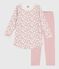 Chemise de nuit et legging enfant en velours imprimé fleurs rose JOLI/blanc MULTICO