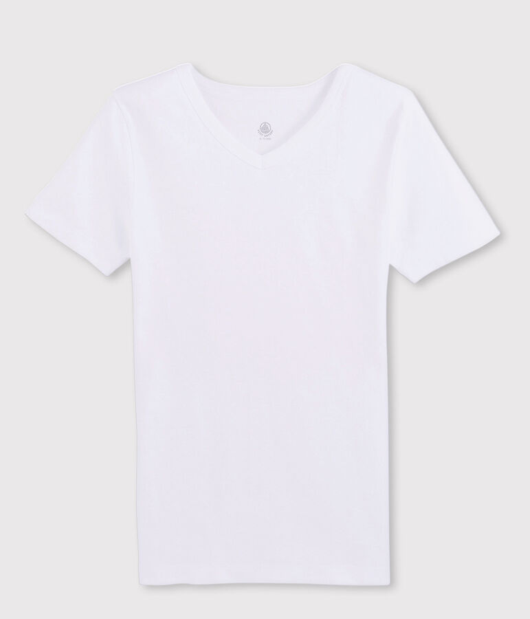 T-shirt manches courtes col V Homme blanc