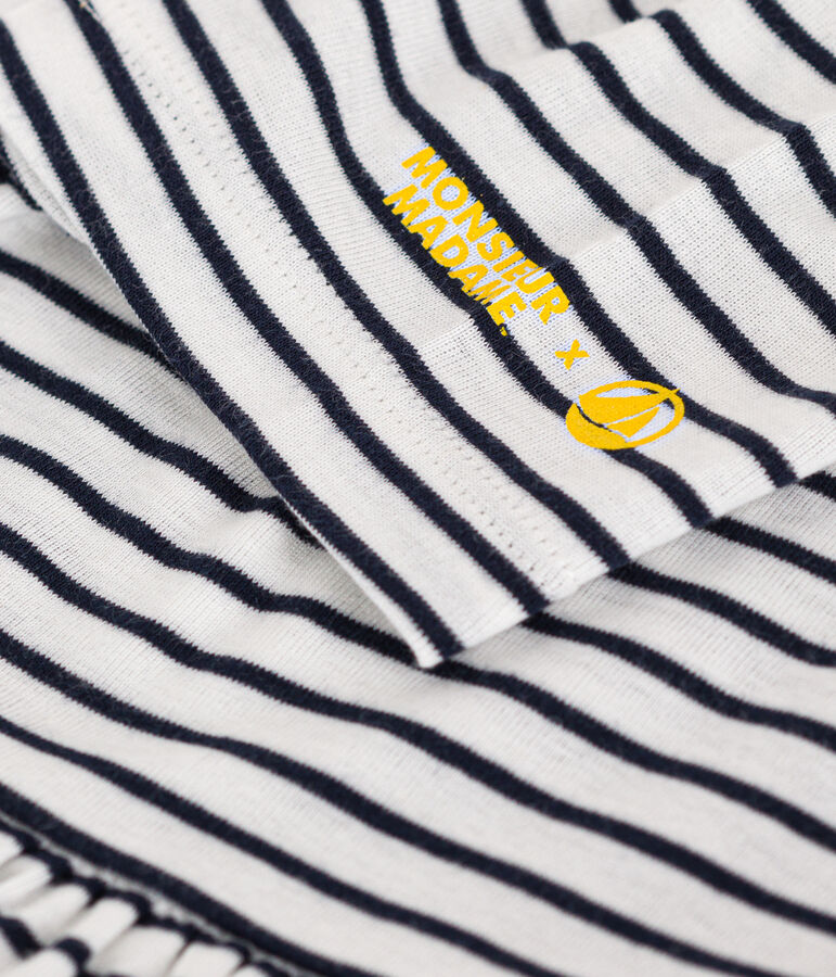 Robe Monsieur Madame en coton enfant fille blanc MARSHMALLOW/bleu SMOKING