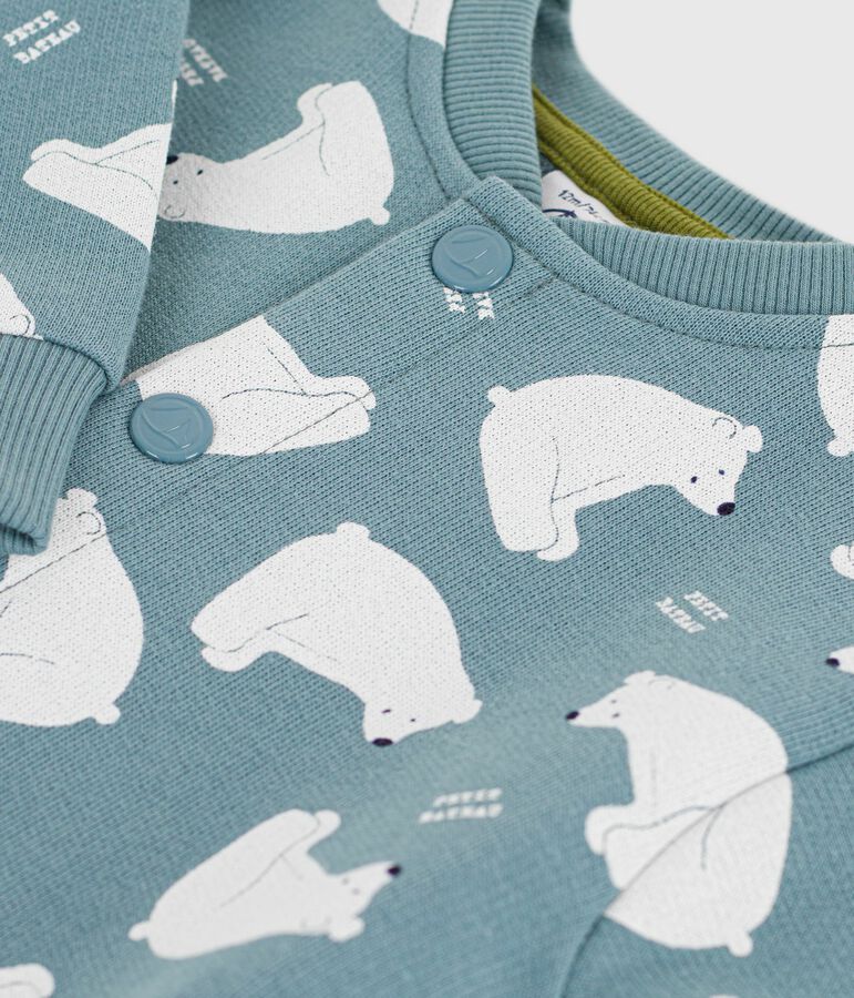 Combinaison longue b&eacute;b&eacute; en coton imprim&eacute; ours blanc gris GOBELIN/ MULTICO